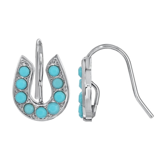 1928 Jewelry Petite Turquoise Horseshoe Wire Earrings