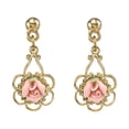 thumbnail image 1 of 1928 Jewelry Pink Porcelain Rose Gold Drop Earring, 1 of 4