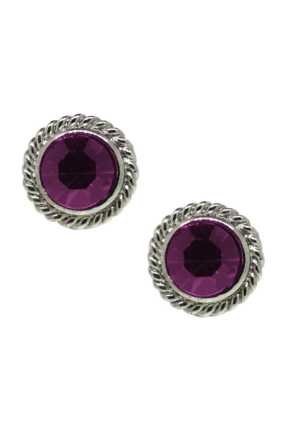 1928 Jewelry Purple Round Button Stud Earrings