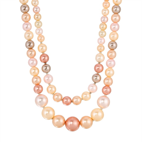 1928 Jewelry Rosabella Multicolor Double Faux Pearl Strand Necklace For Women 18" + 3" Extender