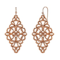 1928 Jewelry Rose Gold Tone Filigree Diamond Drop Earrings