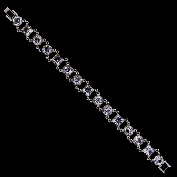 1928 Jewelry Round And Square Vintage Swarovski Element Link Bracelet