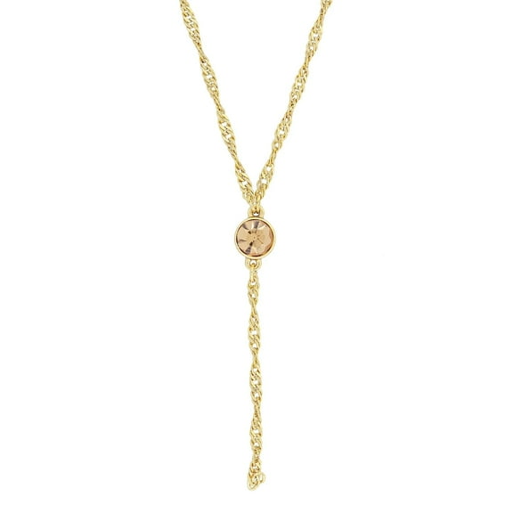 1928 Jewelry Round Light Colorado Crystal Y Twisted Chain Necklace For Women 16" + 3" Extender