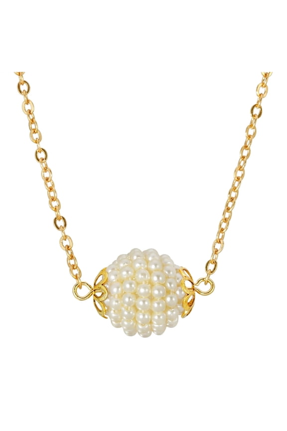 1928 Jewelry Round Seeded Faux Pearl Ball Pendant Necklace For Women 16"