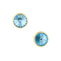 1928 Jewelry Round Sparkling Aqua Blue Austrian Crystal Stud Earrings