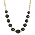 thumbnail image 1 of 1928 Jewelry Round Square Cut Black Beaded Necklace 18, 1 of 2