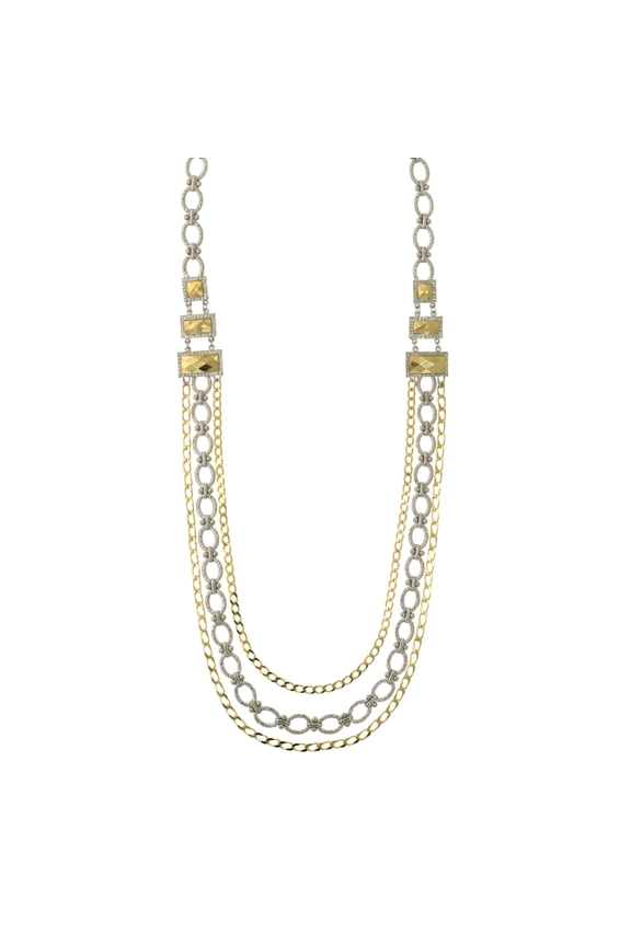 1928 Jewelry Silver And Bold Chain Draped Necklace 34