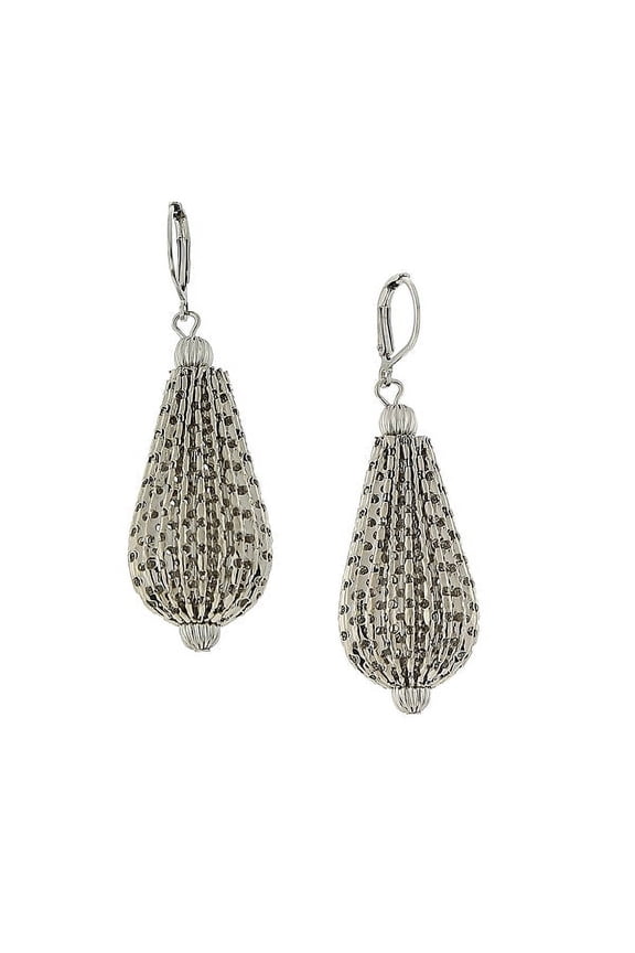 1928 Jewelry Silver Large Mesh Style Hollow Teardrop Drop Earrings