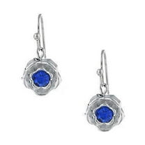 1928 Jewelry Silver-Tone Blue Petite Flower Drop Earrings