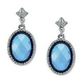 thumbnail image 1 of 1928 Jewelry Silver-Tone Sapphire Color Faceted Oval Stone Earrings, 1 of 4