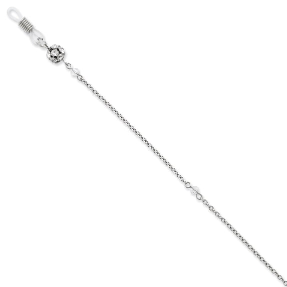 1928 Jewelry Silver-tone Clear Crystal Eyeglass Holder 30 inch Chain #Q-BF1801