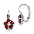 thumbnail image 1 of 1928 Jewelry Silver-tone Flower Shape Red and Clear Epoxy Stone Leverback Earrings Fashion Earrings, 1 of 1