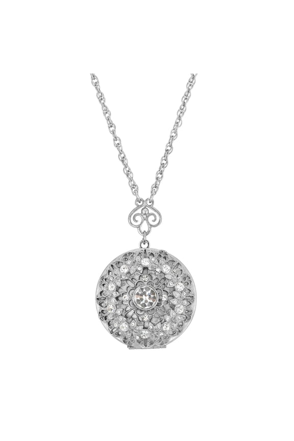 1928 Jewelry Sol Crystal Round Locket Necklace 30"