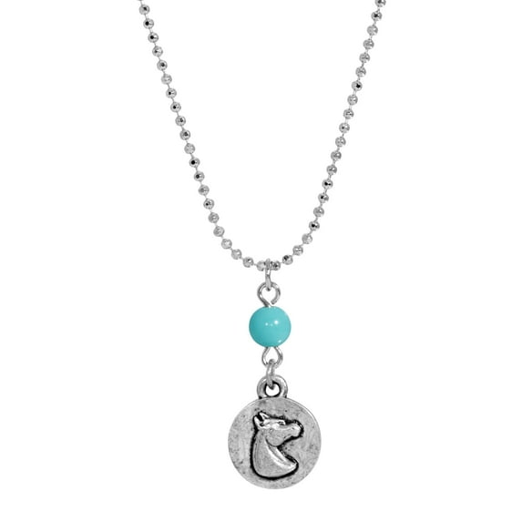 1928 Jewelry Southwest Turquoise Bead Horse Head Pendant Necklace For Women 18 inches