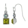 thumbnail image 1 of 1928 Jewelry Square Olivine Green Crystal Aurora Borealis Drop Earrings, 1 of 2