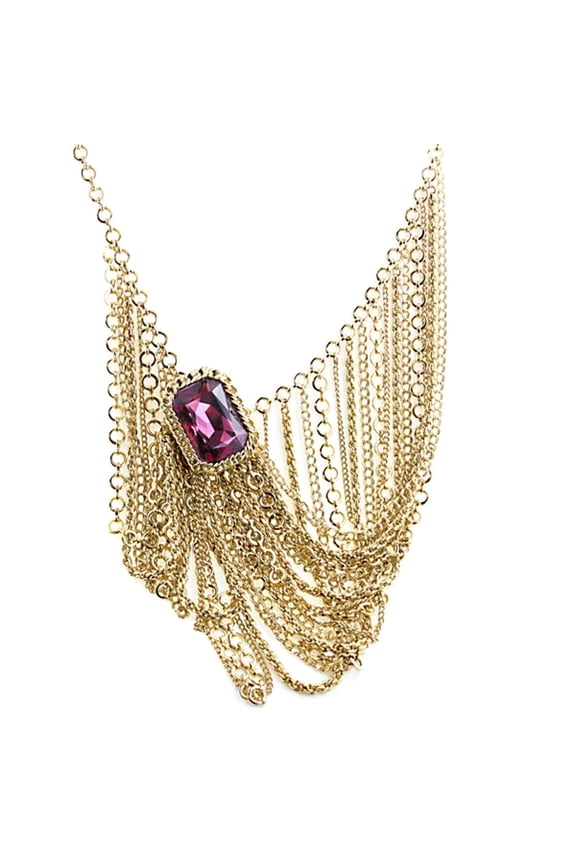 1928 Jewelry Swarovski Element Amethyst Chain Bib Necklace 16 + 3 Extender