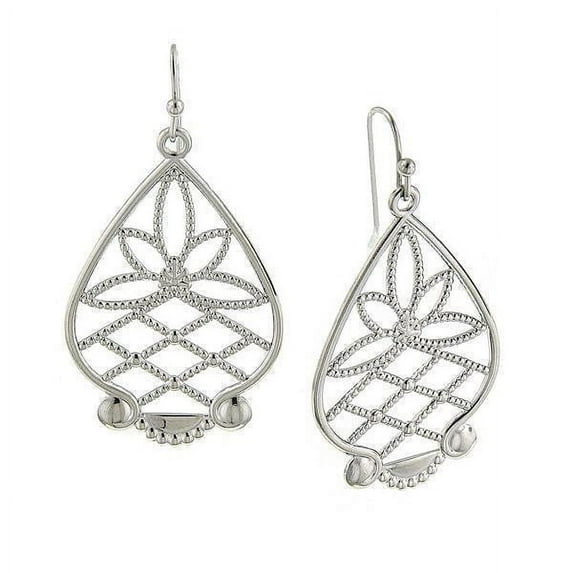 1928 Jewelry Teardrop Filigree Drop Earrings