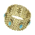 thumbnail image 1 of 1928 Jewelry Turquoise Color Stone Wide Mesh Bracelet, 1 of 2