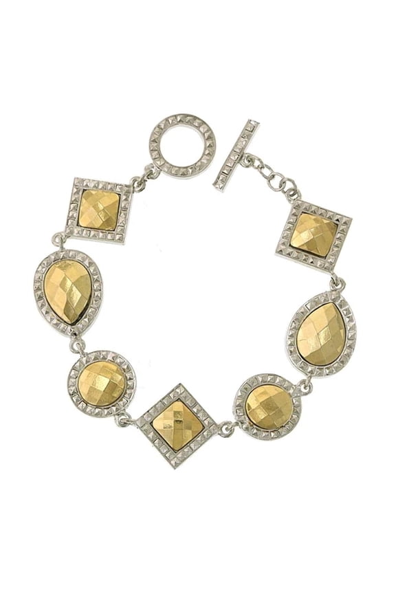 1928 Jewelry Two Tone Stone Multi Stone Toggle Bracelet