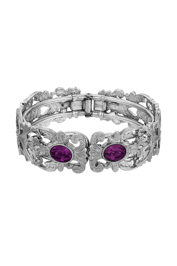 1928 Jewelry Vienna European Crystal Hinge Cuff Bracelet