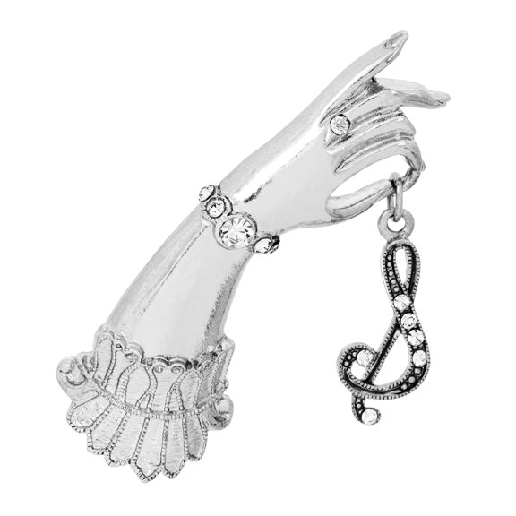 1928 Jewelry Vintage Hand Model Crystal Accent Initial Letter Pin (S)