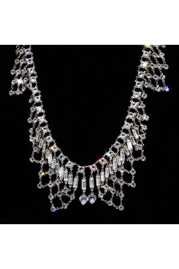 1928 Jewelry Vintage Swarovski Element Bib Necklace 12 - 15 Adjustable