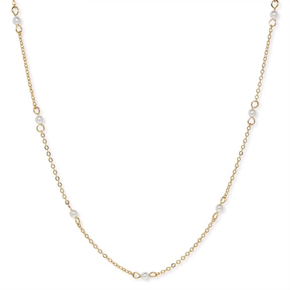 1928 Jewelry White Faux Pearl Cable Chain Necklace 16