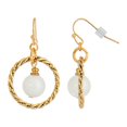 thumbnail image 1 of 1928 Jewelry White Quartz Bead Twisted Hoop Earrings, 1 of 2