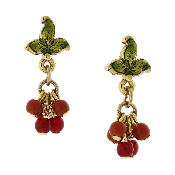 1928 Jewelry Winery Petite Burgundy Beaded Drop Earrings