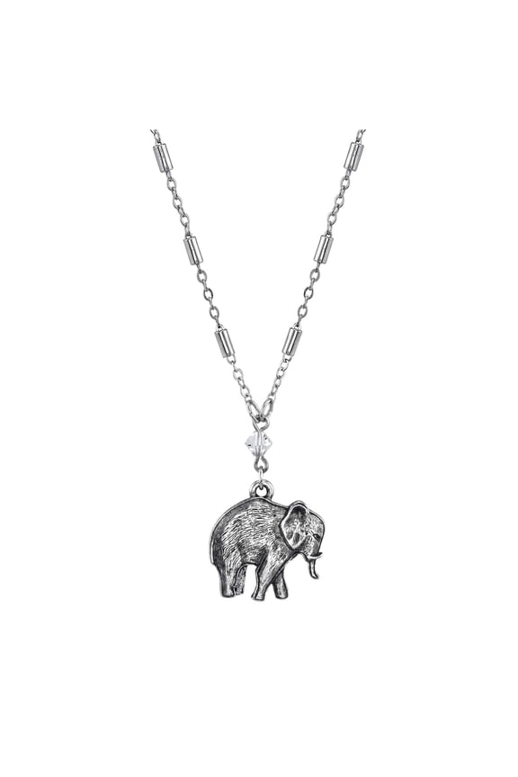 1928 Jewelry Women'S Pewter Elephant Drop Chain 16 Inch Necklace, Silver, One Size