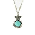 thumbnail image 1 of 1928 Jewelry Women'S Pewter Round Gemstone Howlite Dyed Turquoise Teddy Bear 16 Inch Pendant Necklace, Blue, One Size, 1 of 4
