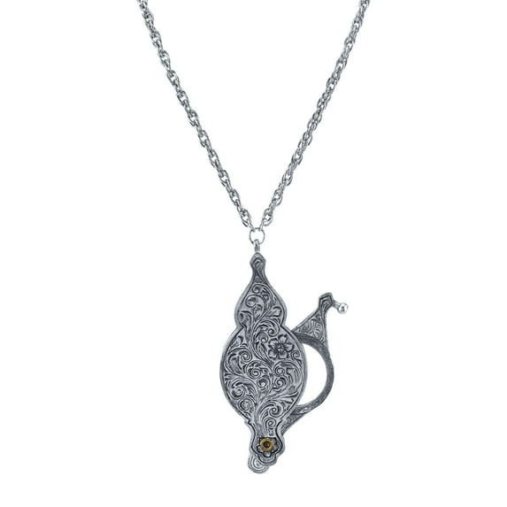 1928 Jewelry Women's Antiqued Pewter Fold Out Magnifying Glass Necklace 30" - Magnification Power: 6-7X