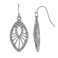 thumbnail image 1 of 1928 Jewelry Women's Art Deco Style Double Marquise Multi Crystal Filigree Drop Earrings, Silver Tone, 1 of 3