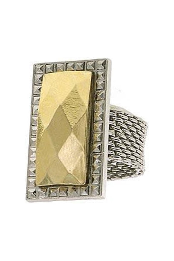 1928 Jewelry Fusion Lux Rectangular Stone Mesh Ring Size 7