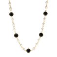 thumbnail image 1 of 1928 Jewelry Women's Gold Tone Jet Black Austrian Channel Crystal Faux Pearl Pendant Necklace 16" + 3" Extender, 1 of 2