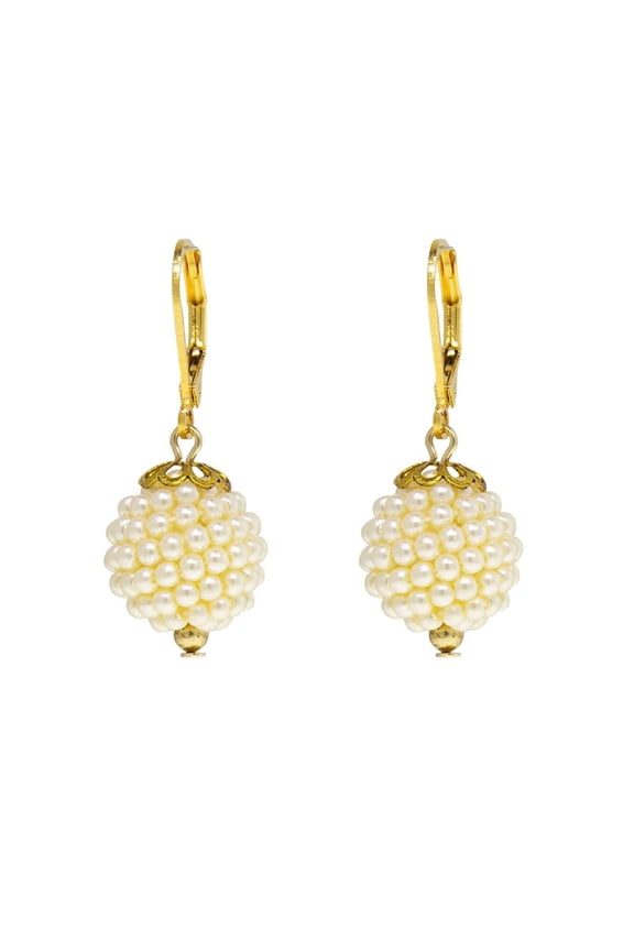 1928 Jewelry Women's Gold Tone Single Seeded Faux Pearl Ball Drop Earring
