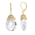 thumbnail image 1 of 1928 Jewelry Women's Lux Briolette Glass Stone Teardrop Earrings (Crystal Clear), 1 of 1