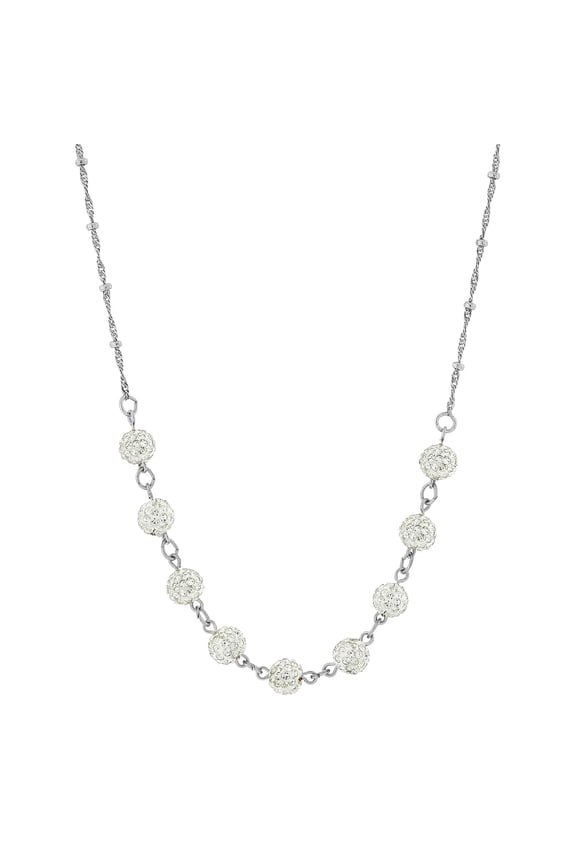 1928 Jewelry Women's Minimalist Fireball Pave Crystal Clear Crystal Linking Chain Pendant Necklace 16" + 3" Extender