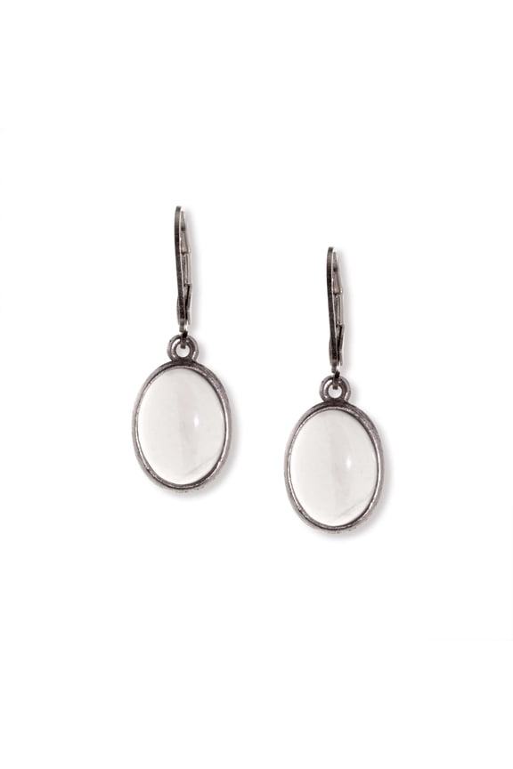 1928 Jewelry Women's Oval White Howlite Semi Precious Gemstone Drop Earrings