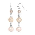 thumbnail image 1 of 1928 Jewelry Women's Silver Tone Rosabella Multicolor Triple Faux Pearl Drop Earrings, 1 of 2