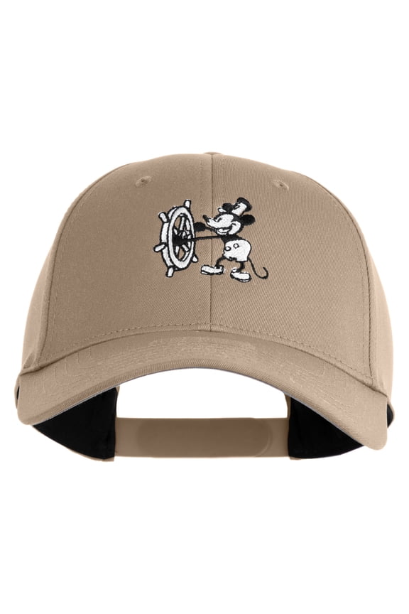 1928 Steamboat Willie Mickey Embroidered 6 Panel Baseball Cap - Khaki OSFM