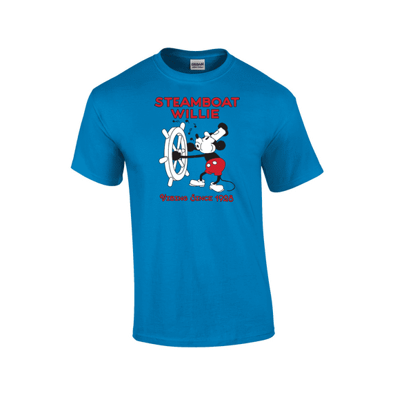 1928 Steamboat Willie Vibing Short Sleeve Men's Graphic T-Shirt-Sapphire-6xl