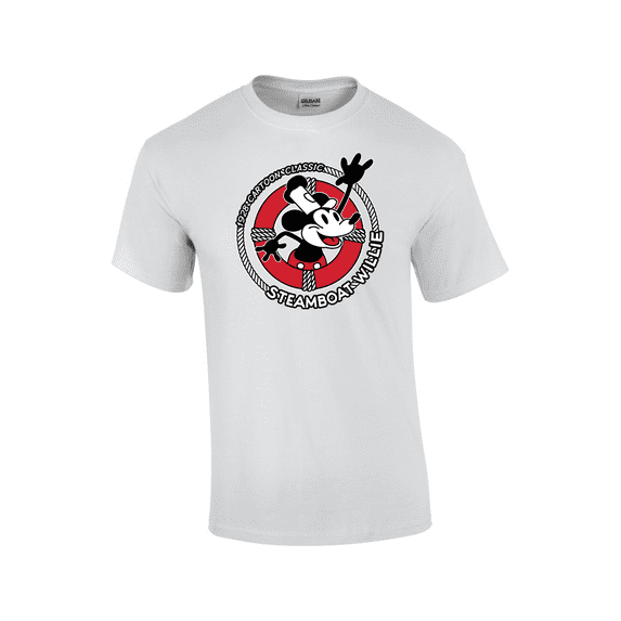 1928 Steamboat Willy Life Preserver Short Sleeve Men's Graphic T-Shirt-White-4xl