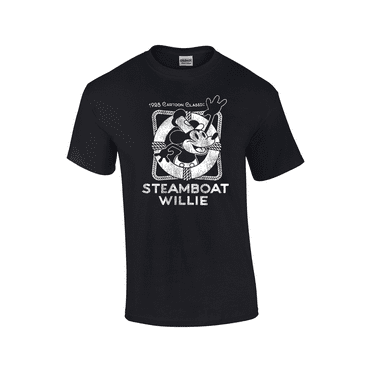 1928 Steamboat Willy Throw Ring  Short Sleeve Men's Graphic T-Shirt-Black-medium