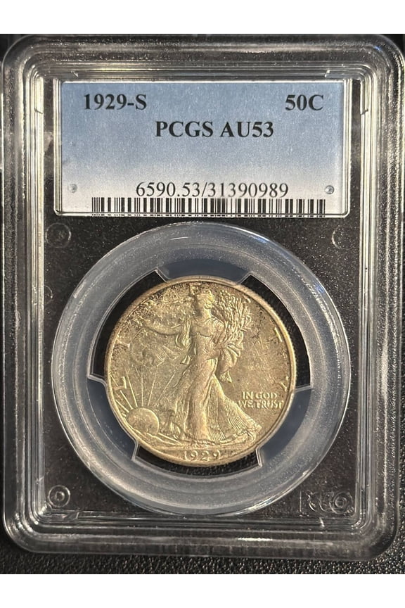 1929 S Walking Liberty Half Dollar PCGS AU-53