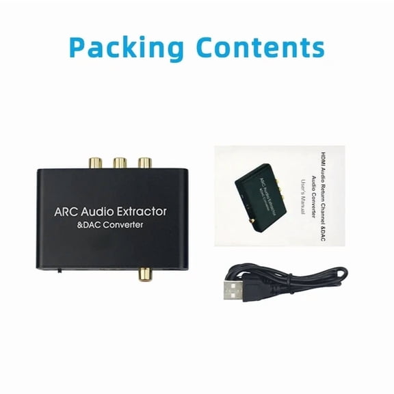 192KHz DAC Audio Converter HDMI ARC Extractor Digital to Analog ARC Return to Optical SPDIF Coaxial L/R 3.5mmfor TV Soundbar
