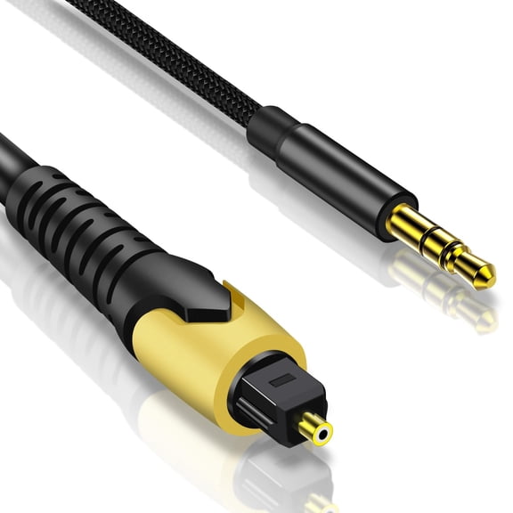 192KHz DAC Optical to 3.5mm Converter,Optical Audio Cable to AUX Cable Adapter,Digital to Analog Audio Converter for HDTV DVD Set-top Boxes (Unidirectional from O-ptical to A UX Only) Aux Cable - 3FT