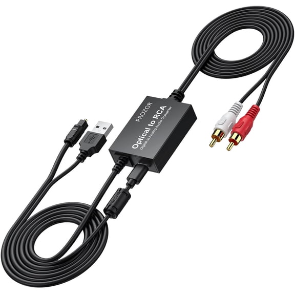 192KHz Digital to Analog Audio Converter 7ft/2.1m Cable Optical to RCA Adapter Built-in Audio Amplifier Chip DAC Digital Audio Converter SPDIF Toslink to RCA for HDTV Amp Blu-Ray DVD PS3 PS4