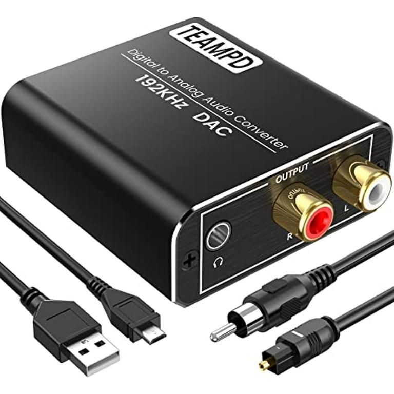 192KHz Digital to Analog Audio Converter, Aluminum Optical to RCA
