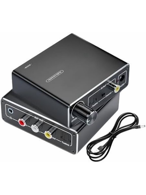 192KHz Digital to Analog Audio Converter, Upgrade Volume Adjustable DAC Digital SPDIF Optical to Analog L/R Converter Toslink Optical to 3.5mm Jack Adapter for HDTV, DVD, Blu-Ray Players(1 Pack)